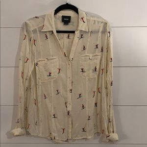 Anthropologie Ski printed blouse